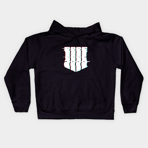 Black Ops 4 Logo Glitch Effect White Kids Hoodie by bardor2@gmail.com